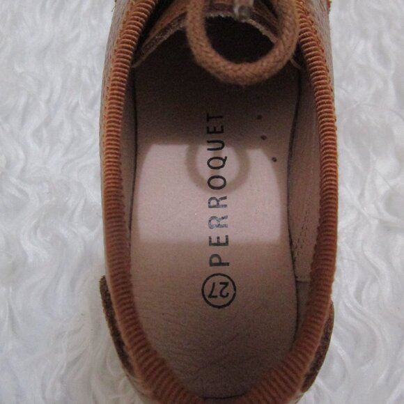 PERROQUET SHOES Boys Wingtip Oxford Leather laced shoes luggage New In Box Sz 27 - Picture 10 of 17
